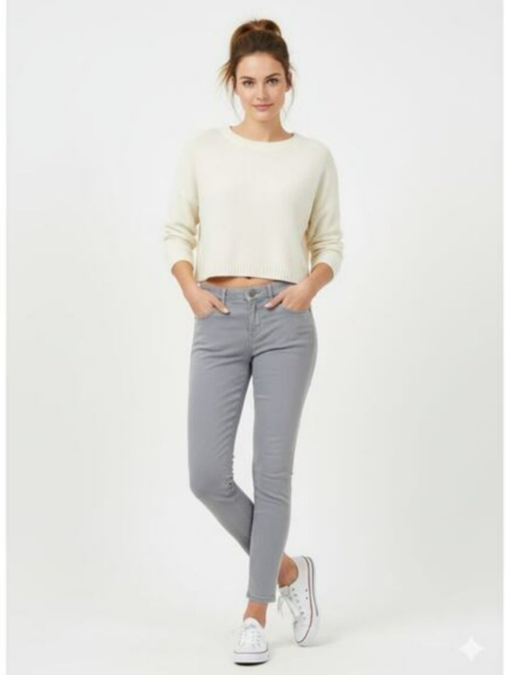 Ann Taylor Loft Performance Low Rise Denim Cropped Ankle Legging in Gray - NWT